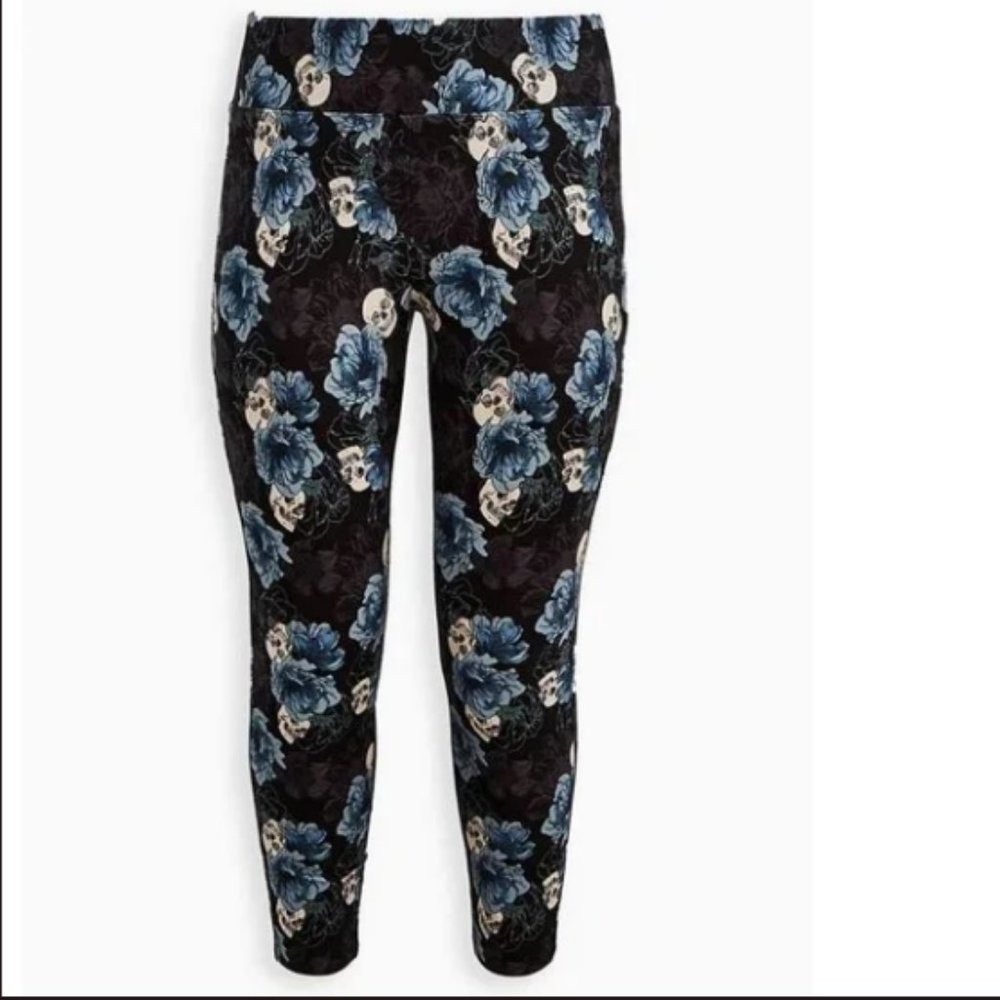 PIXIE PANT - LUXE PONTE FLORAL SKULL NWT 4X